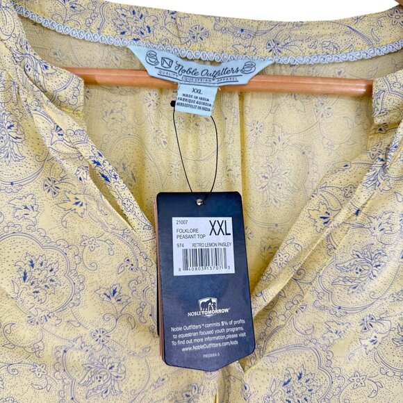 Noble Outfitters XXL Shirt Yellow Paisley Peasant Blouse Folklore Lace 21007 - Picture 6 of 16